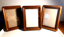 Set of 3 Matching Mid Century Modern Teak Picture Frames With Wood Liners picture