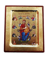 Greek Russian Orthodox Handmade Wood Icon Mother of God with Prophets 12.5x10cm picture