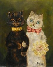 Art Oil painting nice animals cats Louis-Wain-The-Bride-and-Groom handmade picture