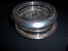 PAIR OF GLASS STERLING RIM COASTERS picture