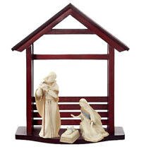 LENOX First Blessing Nativity 3 Piece Holy Family Figurines & 24” Wood Crèche picture