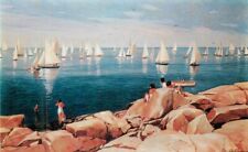 Massachusetts Rockport White Sails racing Boats 1950s Postcard 22-6548 picture