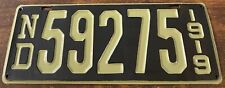 Vintage 1919 North Dakota License Plate 59275 Ford Model T Dodge RESTORED picture