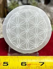 3” Selenite Charging Plate With Flower Of Life picture