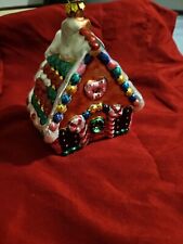VTG Old World Christmas Gingerbread House Glass Ornament 5” Hand Painted Candy picture