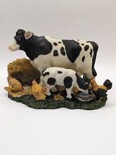 Young's Inc Cow Calf With Chickens Figurine Cow Gift Collectible picture
