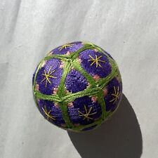 Vintage Japanese Traditional Handcraft Temari Ball Purple Flowers 2