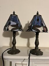 Pair Of Tiffany-style Stained Glass Table Lamps Excellent Used Condition picture