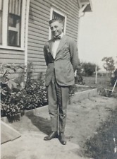 c.1930's Country Bow Tie Garden Fashion Handsome Young Man Vintage Photograph picture