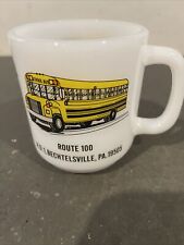 vintage glasbake mug Bechtelsville PA School Bus Opal Glass picture