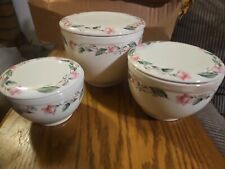 3 Universal Cambridge Rose Pattern  Nesting Bowls W/Lids *USED*VINTAGE* picture