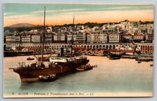 Alger  Algeria  Panorama et Transatlantique dans le Port   Postcard picture