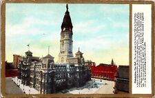 Philadelphia City Hall Building Pennsylvania PA Clock Tower Snowy Postcard UNP picture