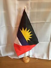 ANTIGUA AND BARBUDA FLOOR STANDING FLAG & WOODEN BASE picture