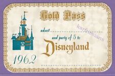 1962 DISNEYLAND GOLD PASS Walt Disney Ticket NEVER USED ADMISSION + PARTY OF 5  picture