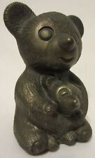 Vintage Godinger Silver Plated Metal Teddy Bear Still Coin Bank Figurine Nursery picture