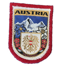 AUSTRIA Vintage felt fabric souvenir patch  Red Back Flowers Mountains Eagle picture