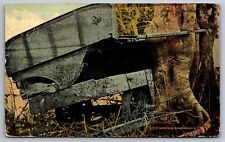Postcard Panama Canal Abandoned French Rail Car Machinery Overgrown Tree picture