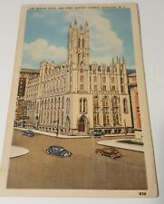 1930s linen postcard FIRST BAPTIST CHURCH Mizpah Hotel SYRACUSE New York picture