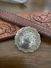 solid STERLING Concho for Headstall horse Bridle Breast Collar Vintage picture