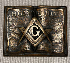 Vintage Brass Masonic Holy Bible Paper Weight Freemasonry picture