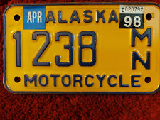 Vintage ALASKA Motorcycle LICENSE PLATE #1238mn, excellent  picture