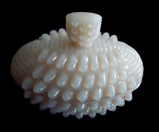 RARE I. W. RICE PINK OVAL TRANSLUCENT HOBNAIL DRESSER BOX  picture