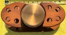 VINTAGE DUC-IT 8 SLOT WALNUT PIPE HOLDER WITH COPPER TOBACCO HUMIDOR picture
