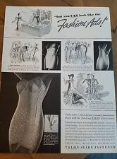 1937 women's one piece girdle Talon slide Fastener zipper fashion ad picture