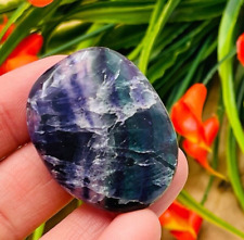 Fluorite Smooth Stone, Fluorite Palm Crystal, Healing Gemstone, Pocket Stone picture