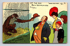 c1908 Dad Gets Recognized at the Zoo Monkey Posted From Springfield MA Postcard picture