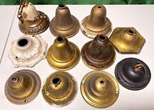 11 Antique Vintage Brass Ceiling Light Canopies, inc. Welsbach picture