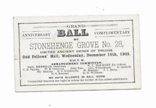 NEAT VINTAGE 1903 STONEHENGE GROVE GRAND BALL TICKET ANCIENT ORDER OF DRUIDS picture