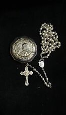Unusual Vintage Rosary And Case Pope Saint John Paul II, Alpaca picture