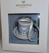 WEDGWOOD Blue & White Jasper ICONIC TEACUP & SAUCER Christmas Ornament H18 picture