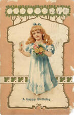 1907 A Happy Birthday Antique Postcard 1c stamp Vintage Post Card picture