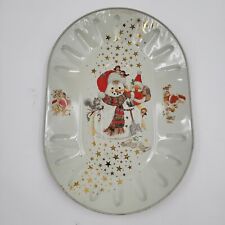 Vintage Giordano West Germany Tin Snowman Christmas Plate picture