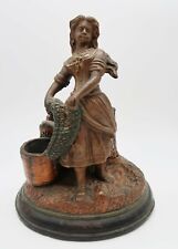 Vintage 1959 bronze painted plaster maiden at the well sculpture match safe  picture
