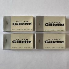 Vintage Gillette Silver Safety Razor 5pk Stainless Steel Blades Dispenser LOT x4 picture