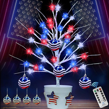 4Th of July Decorations Lighted Star Tree, Patriotic Decor Tabletop Tree Light w picture