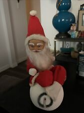 Vintage 1950s Christmas Rubber Faced Santa Sitting On Snowball Made In Japan picture