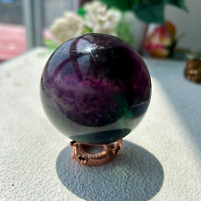 495g Natural Colorful Fluorite Ball Sphere Quartz Crystal Healing 66mm 7th picture
