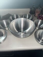 1960s Mirro The Finest Aluminum 10 inch Bowl and 6 smaller bowls Swirl Aluminum picture