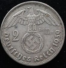 KAPPYSCOINS G8425   1939A  WW2 NAZI GERMANY HINDERBURG  SILVER TWO MARK CIRC picture