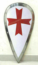 Medieval Shied Knight Templar Crusader Metal Shield with Red Cross Armor Shield picture
