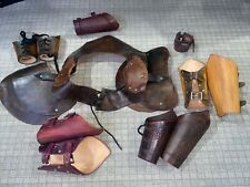 Vintage Medieval Lot Leather Armor  Arm Cuff Armor Vambrace Viking Guard (signed picture