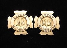 M.V.M. Circa 1905 Gilt Expert Marksman Collar Buttons picture