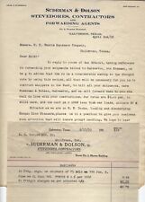 1910, 1911 GALVESTON TEXAS LETTERHEAD BILLHEAD SUDERMAN & DOLSON STEVEDORES picture