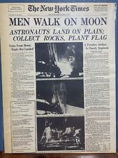VINTAGE NEWSPAPER HEADLINE ~NASA MOON LANDING AMERICAN MEN WALK ON THE MOON 1969 picture