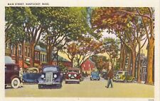 NANTUCKET MASS ~ Main Street - Vintage Autos - Nice Scene - Linen Era picture